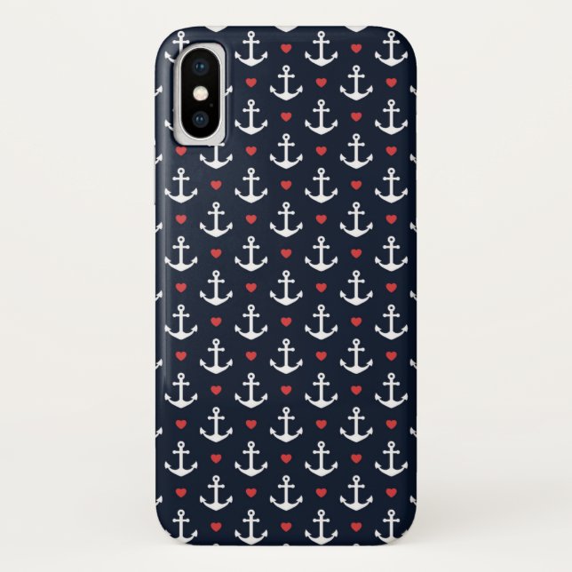 Hearts And Anchors Pattern Case-Mate iPhone Case (Back)