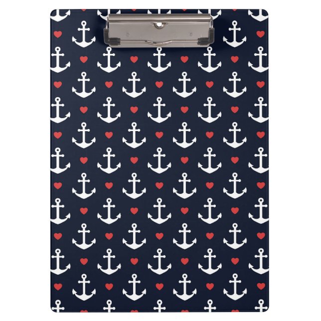 Hearts And Anchors Pattern Clipboard (Front)