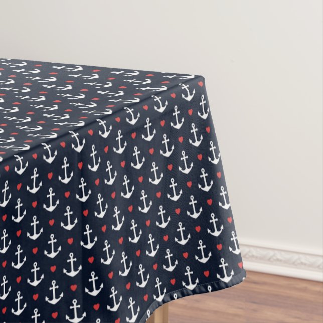 Hearts And Anchors Pattern Tablecloth (In Situ)