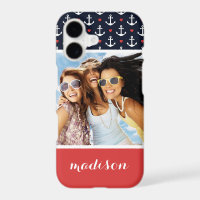 Hearts And Anchors Pattern | Your Photo & Name