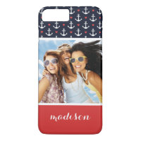 Hearts And Anchors Pattern | Your Photo & Name