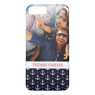 Hearts And Anchors Pattern   Your Photo & Text iPhone 8 Plus/7 Plus Case
