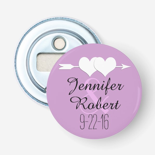 Hearts and Arrow Wedding Bottle Opener (Front)