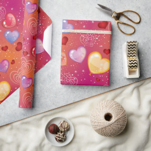 Hearts and Balloons Valentines  Wrapping Paper