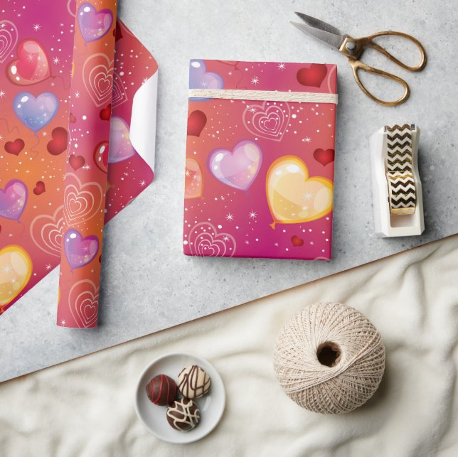 Hearts and Balloons Valentines  Wrapping Paper (Crafts)