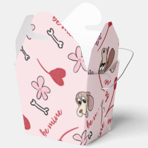 Hearts and Basset Hounds Pattern Design Favour Box