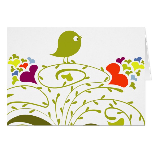 Hearts And Birdie On A Cute Tree (Front Horizontal)