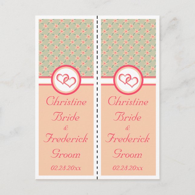 Hearts and Blossoms, souvenir 2x bookmark postcard (Front)