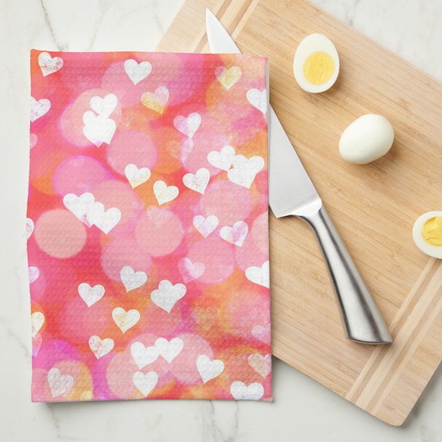 Hearts and Bokeh Tea Towel (Quarter Fold)