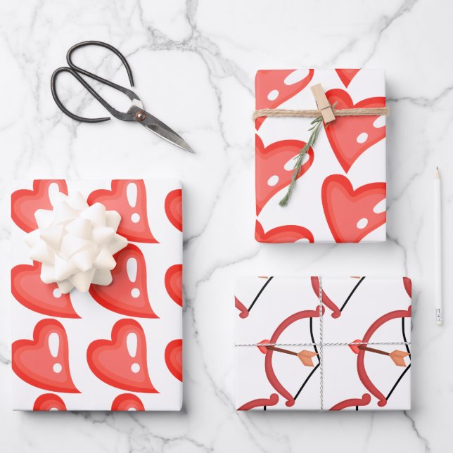 hearts and bow heart wrapping paper (Front)