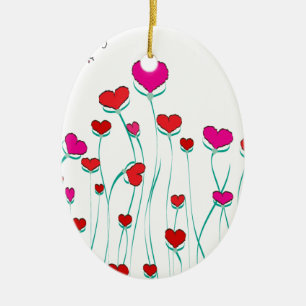 Hearts and Butterflies Valentine Love Ceramic Tree Decoration