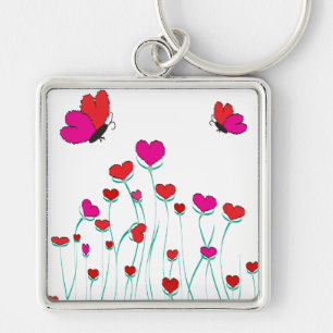 Hearts and Butterflies Valentine Love Key Ring
