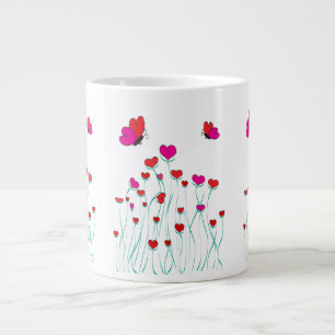 Hearts and Butterflies Valentine Love Large Coffee Mug
