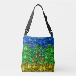 Hearts and butterfly on background of Amazigh flag Crossbody Bag