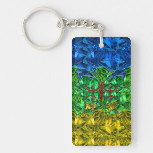 Hearts and butterfly on background of Amazigh flag Key Ring