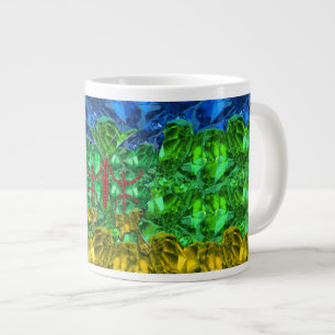 Hearts and butterfly on background of Amazigh flag Large Coffee Mug