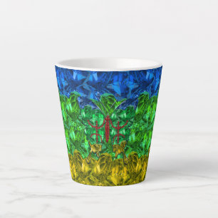 Hearts and butterfly on background of Amazigh flag Latte Mug