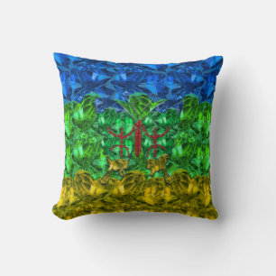 Hearts and butterfly on flag amazigh Throw Pillow