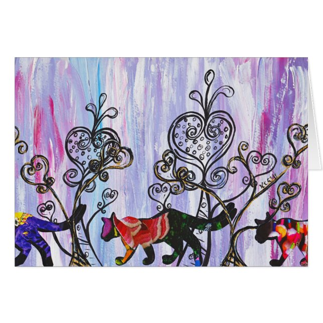 Hearts and Cats Card (Front Horizontal)