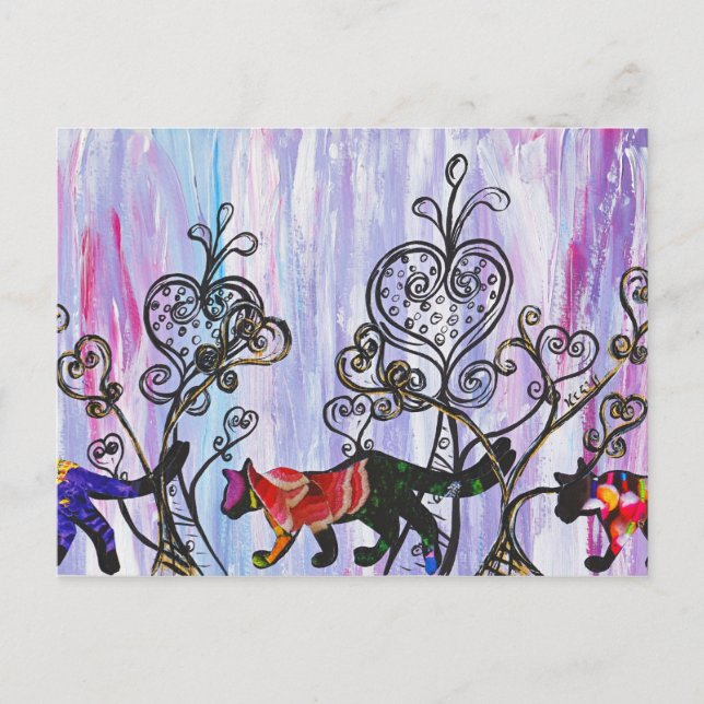 Hearts and Cats Postcard (Front)