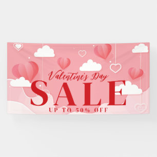 Hearts and Clouds Store Valentines Day Sale Banner