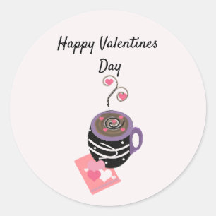 Hearts and Coffee Classic Round Sticker