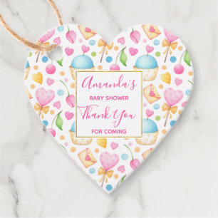 Hearts and Cupcakes Pattern Thank You Favour Tags
