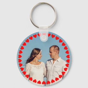 Hearts and Custom Photo Key Ring