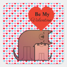 Hearts And Dog Couple Valentine Stickers