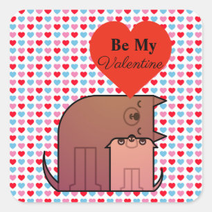 Hearts And Dog Couple Valentine Stickers