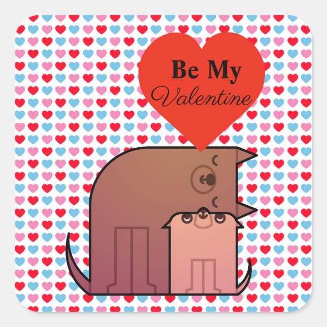 Hearts And Dog Couple Valentine Stickers (Front)
