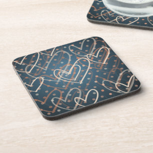 Hearts and dots background, coaster