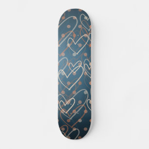 Hearts and dots background, skate skateboard