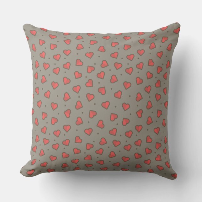 Hearts and Dots Throw Pillow (Front)