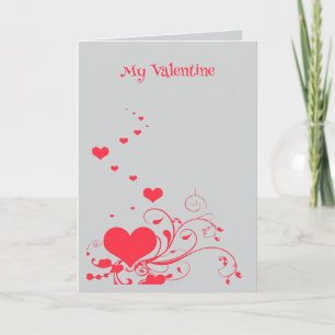 Hearts And Elegant Curling Flourishes Minimal Card