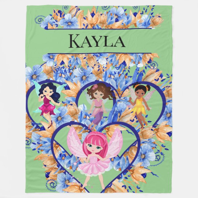 Hearts and Fairies  Fleece Blanket (Front)