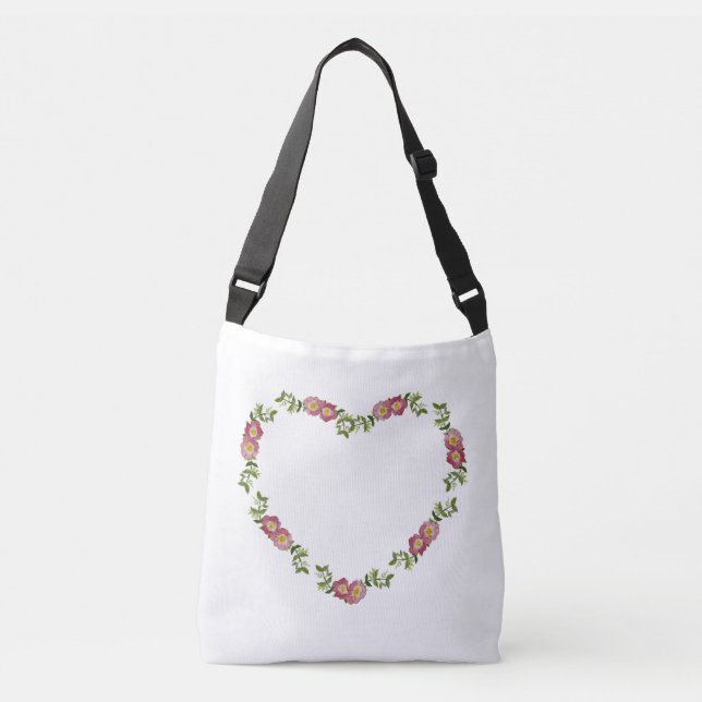 Hearts and Flowers Collection Crossbody Tote (red) (Front)