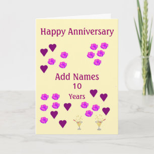 Hearts and Flowers, custom Wedding Anniversay Card