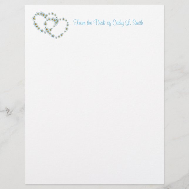 Hearts and Flowers Elegant Letterhead Paper (Front)