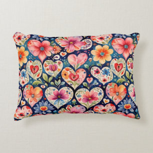 Hearts and Flowers Girl's Room Decorative Cushion