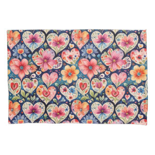 Hearts and Flowers Girl's Room Pillowcase