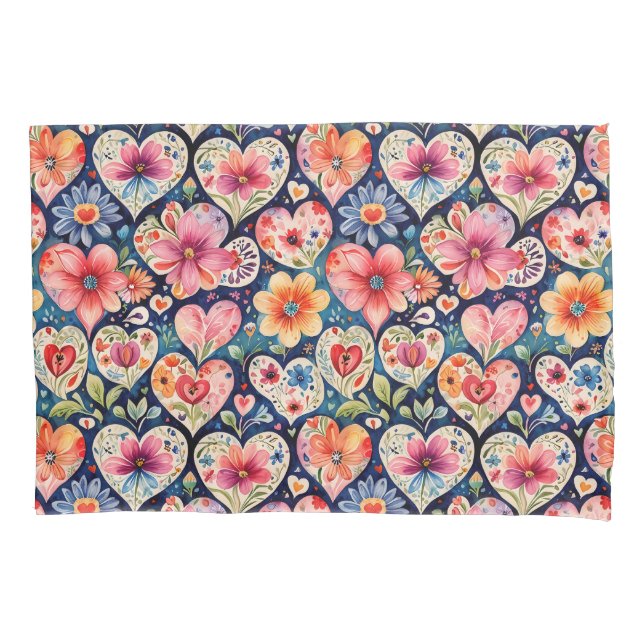 Hearts and Flowers Girl's Room Pillowcase (Front)