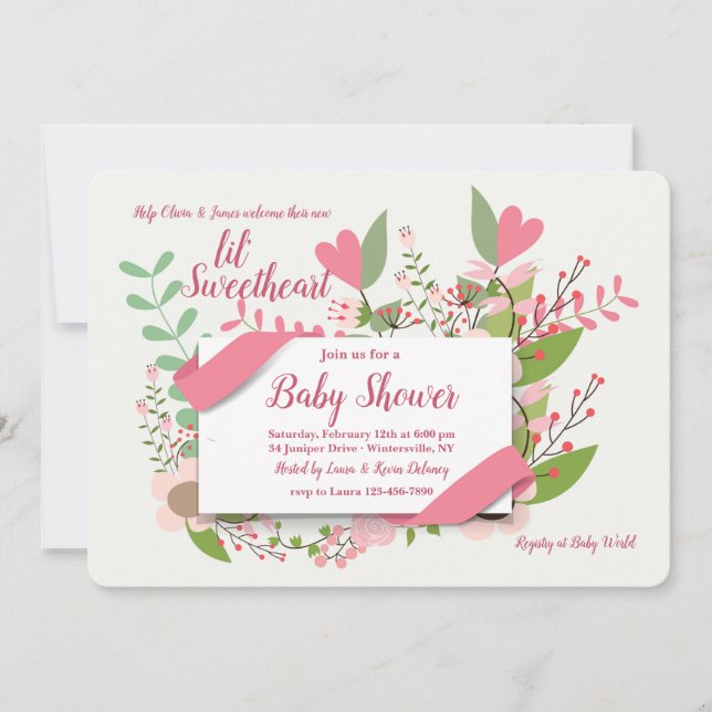 Hearts and Flowers invitation (Front)