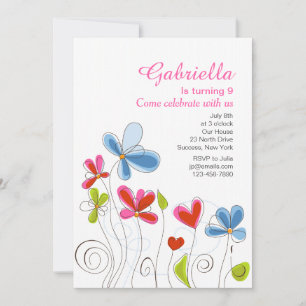 Hearts and Flowers Invitation