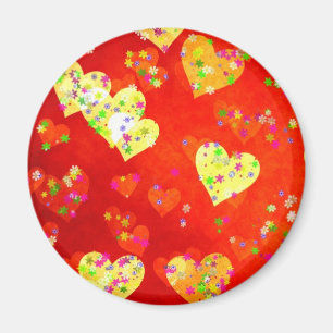 Hearts and flowers magnet