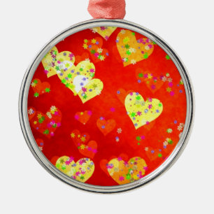Hearts and flowers metal tree decoration