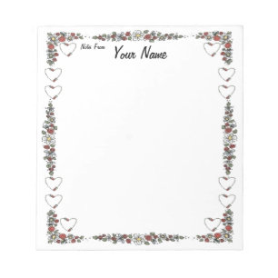Hearts and Flowers Notepad