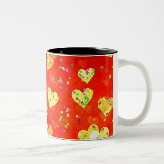 Hearts and flowers Two-Tone coffee mug (Right)