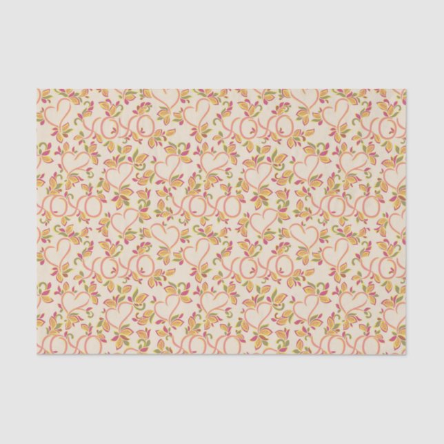 Hearts and Flowers Valentine's Decoupage Tissue Paper (Front)