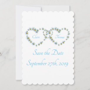 Hearts and Flowers Wedding Save the Date Flat Card